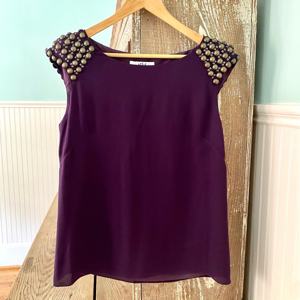 Tibi Eggplant Purple Silk Blouse Size 4